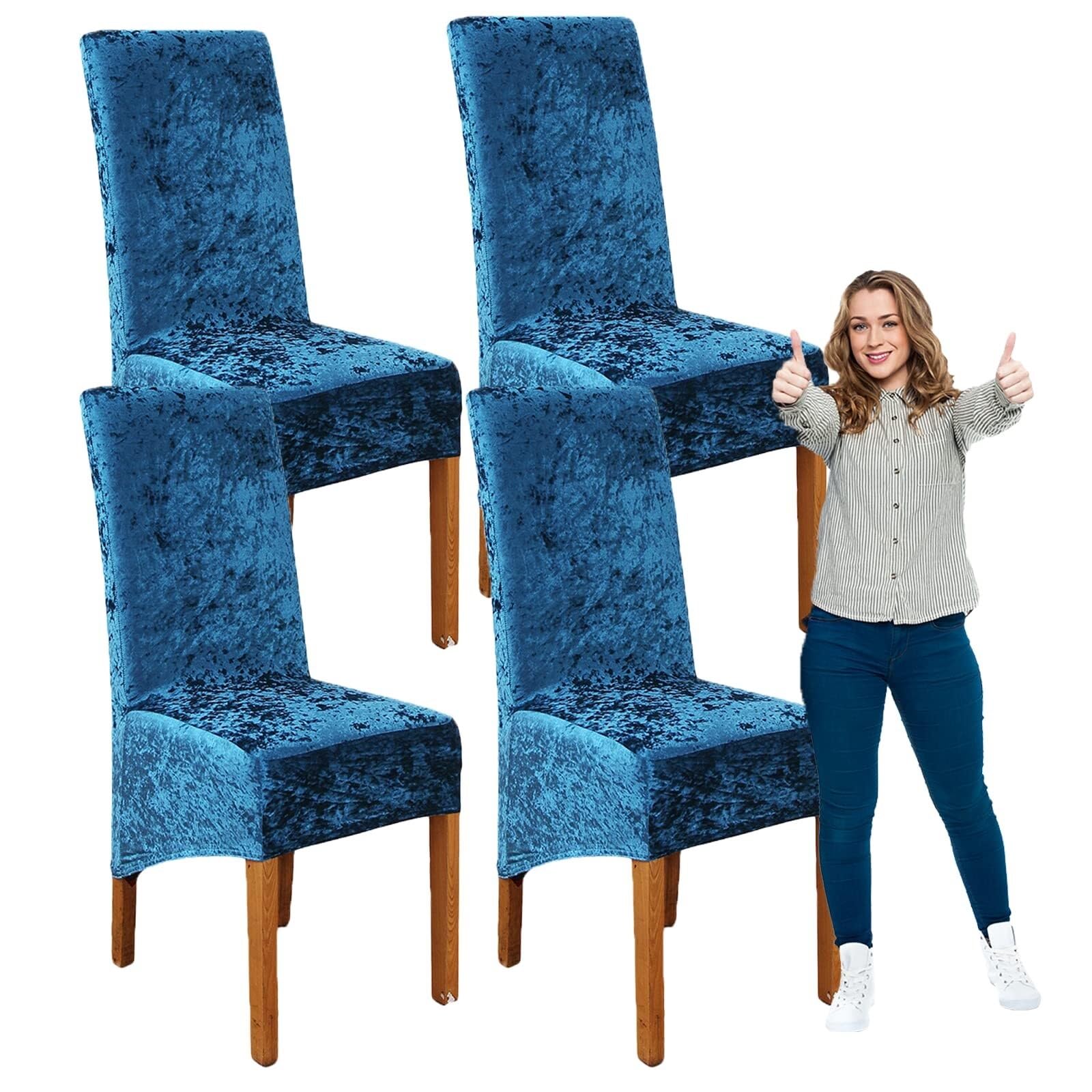 NMVAWIPT Crushed Velvet XL Dining Chair Covers, Elastic Stretch Protective Slipcovers, Ideal For Hotel, Wedding Banquet, Party(#11,4pcs)