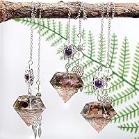 Vista 42 de Rockcloud Stone Pendulum for Dowsing Divitation Meditation Reiki Healing Energy Balancing with Dream Catcher, Fluorite
