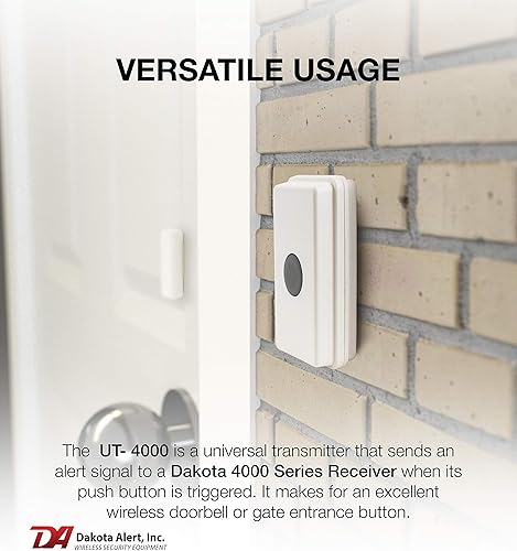 Miniatura 3 de Dakota Alert Timbre UTRE-4K Plus  Campana de puerta inalámbrica de una milla, botón de pánico, contacto con la puerta  Transmisor universal UT-4000