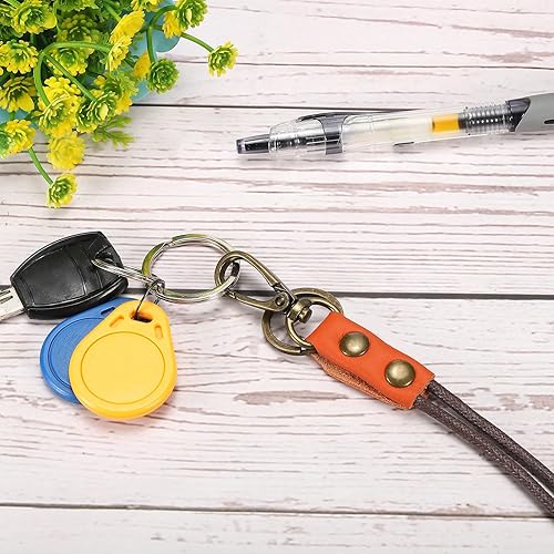 Miniatura 5 de PATIKIL Cordón trenzado de cuero de 19 pulgadas, paquete de 2 pulseras de cuerda de cuero con clip de gancho para soporte de tarjeta de