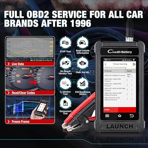 Miniatura 5 de LAUNCH Escáner CRB5001 OBD2 probador de batería de lector de código 3 en 1 para baterías de 12 V herramienta de escaneo de diagnóstico ABSSRSatENG