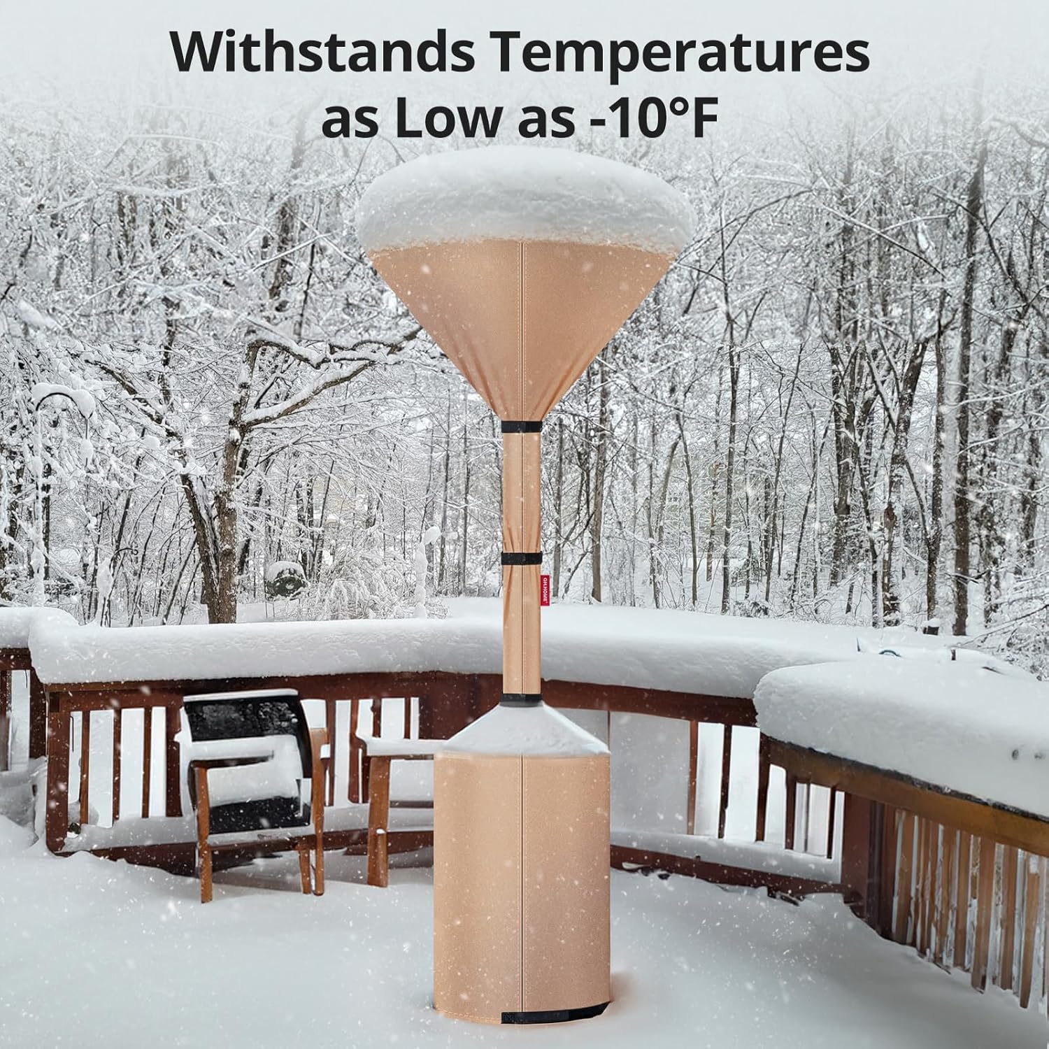 QH.HOME 2 Packs Patio Heater Covers, [2026 Upgraded Tear-Resistant Fabric] Waterproof with Robust Zipper,Dustproof/Wind/Sunlight/Snow-Resistant,(2 Pack-89"H x 33"D x 19"B ,Camel)