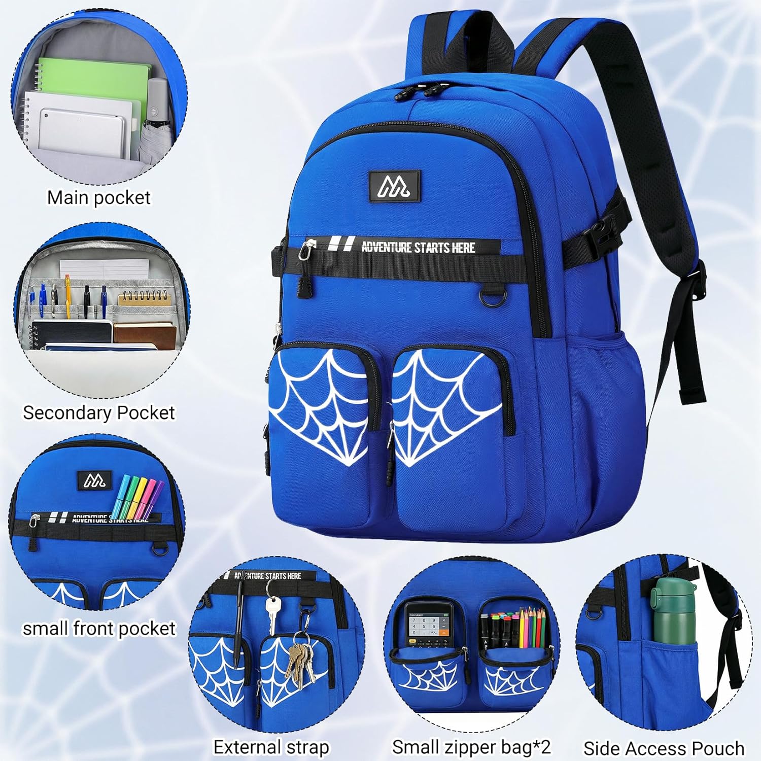 Kids Backpack for Boys - 4Pcs Boys Backpack with Lunch Box Set for Kids Teens Elementary Middle School, 18″ Large Capacity Students Bookbag, Perfect for Travel and School