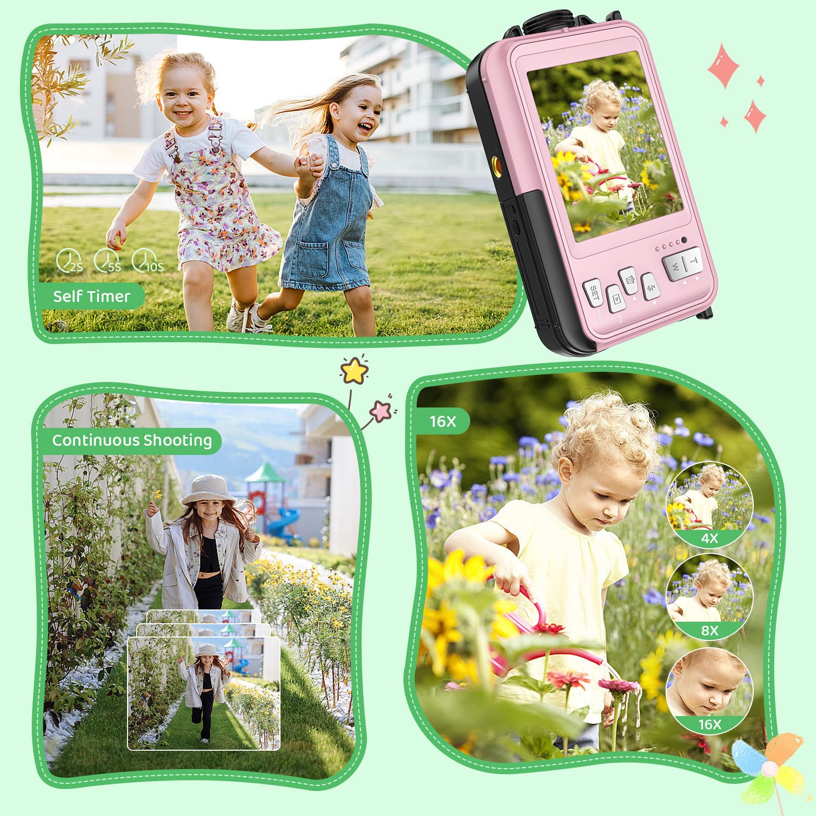 Appareil Photo Etanche Numérique 10FT 1080P Full HD 30MP Caméra étanche 16X Zoom Appareil Photo pour Enfants