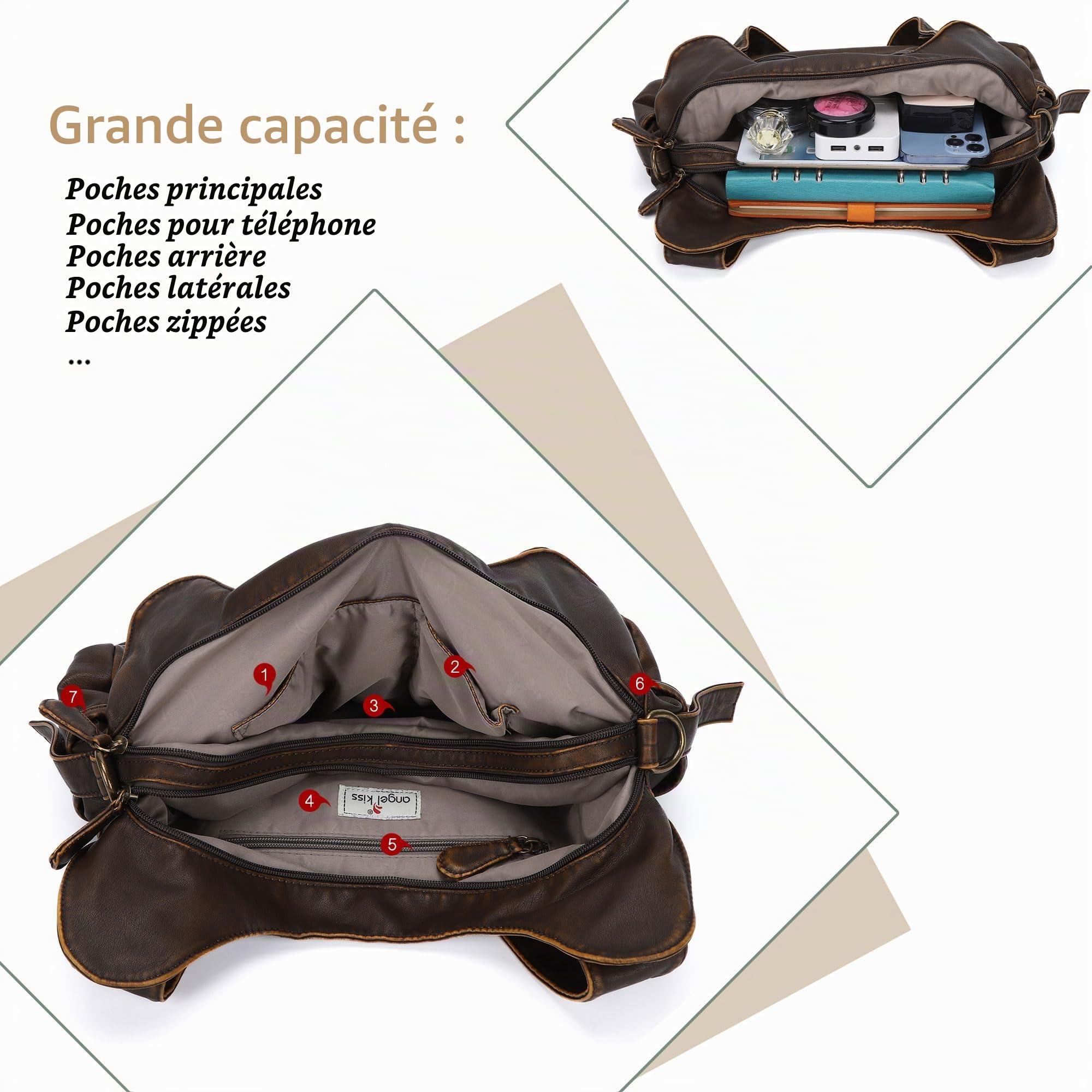 Angel Kiss Ak11282, Sacs Hobo - Tendance - Polyvalents - Simple - Pour un voyage