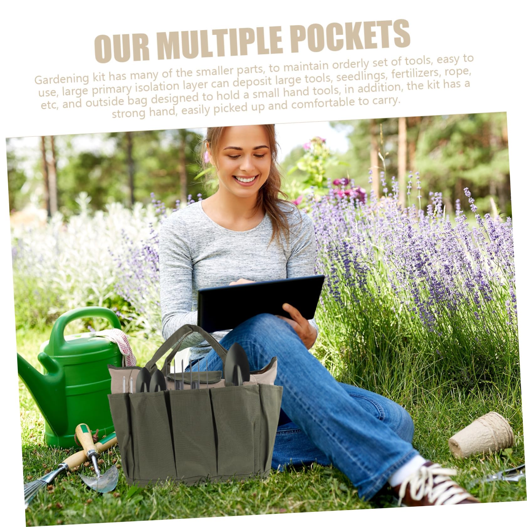 Artibetter 2pezzi Borsa da Giardinaggio Resistente Organizer Multifunzionale per Utensili da Giardino per Giardinaggio e La Conservazione Colori Militari