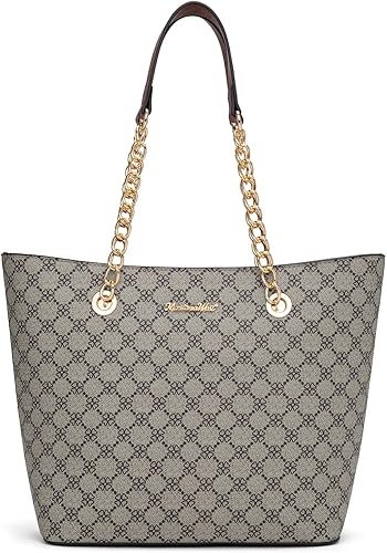 Miniatura 21 de Montana West Bolsa Tote para Mujeres Bolsos de Mano con Asa Superior de Cadena Negro Multi,A1-café,Negro,Marrón,Marrón Multicolor,marrón,