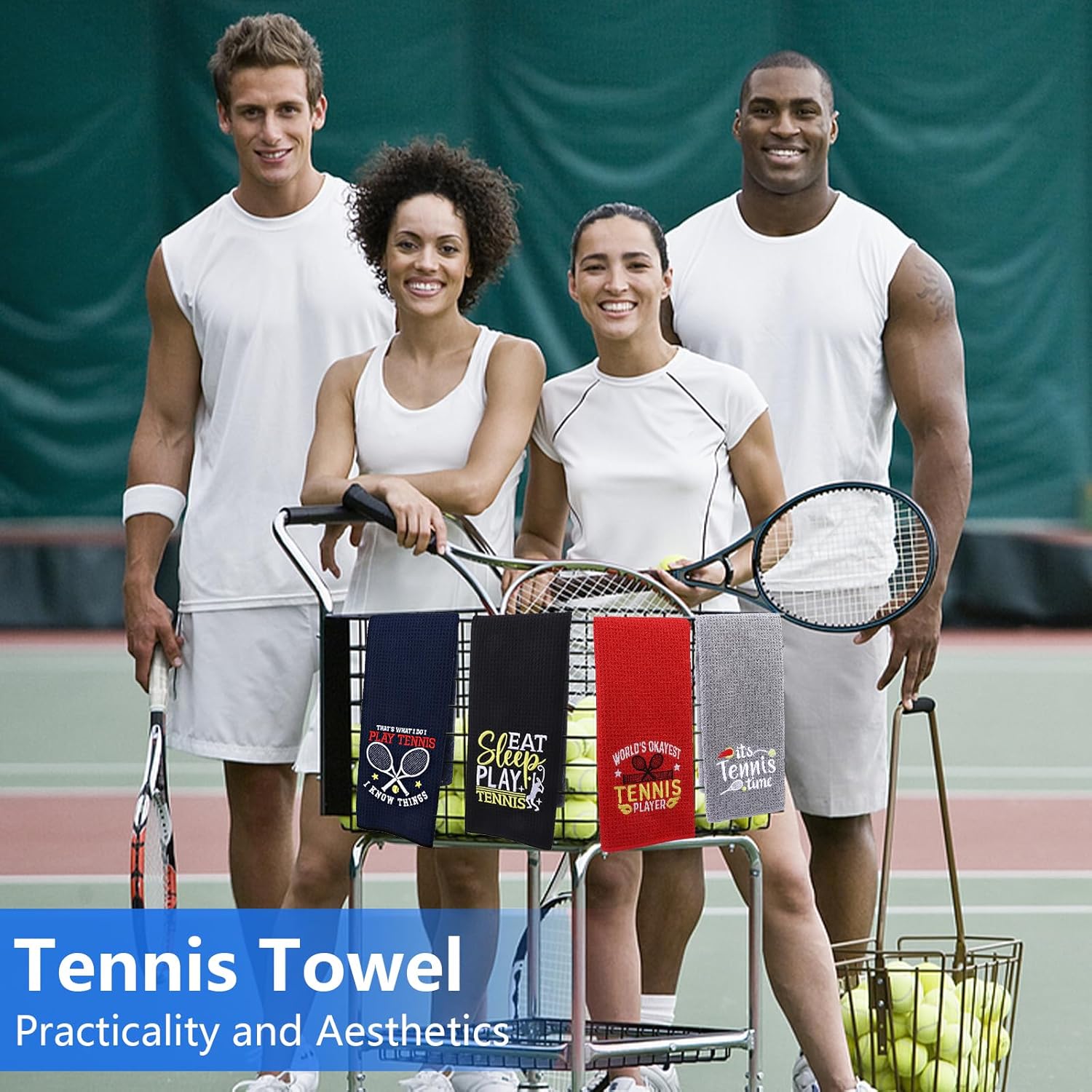 6 Pcs Tennis Towel 16 x 24 Inch Funny Soft Embroidered Towels Hand Towel with Carabiner Clip Player Towels Tennis Gifts for Men Women Team Sports Court Accessories Gift - Image 5