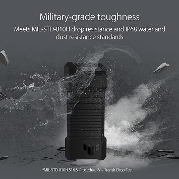 ASUS TUF Gaming A1—USB-C 3.2 Gen 2x1 SSD enclosure(SSD case), dual M.2 NVMe PCIe and SATA interfaces, M.2 Q-Latch for easy installation, MIL-STD-810H drop resistance, IP68 water and dust resistance