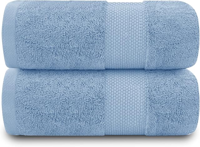 GC GAVENO CAVAILIA Bardzo duży ręcznik kąpielowy 2 sztuki - 700 g/m² jakość hotelowa egipska bawełna bardzo duże ręczniki 100 x 180 cm - bardzo miękki ręcznik łazienkowy - Chambray