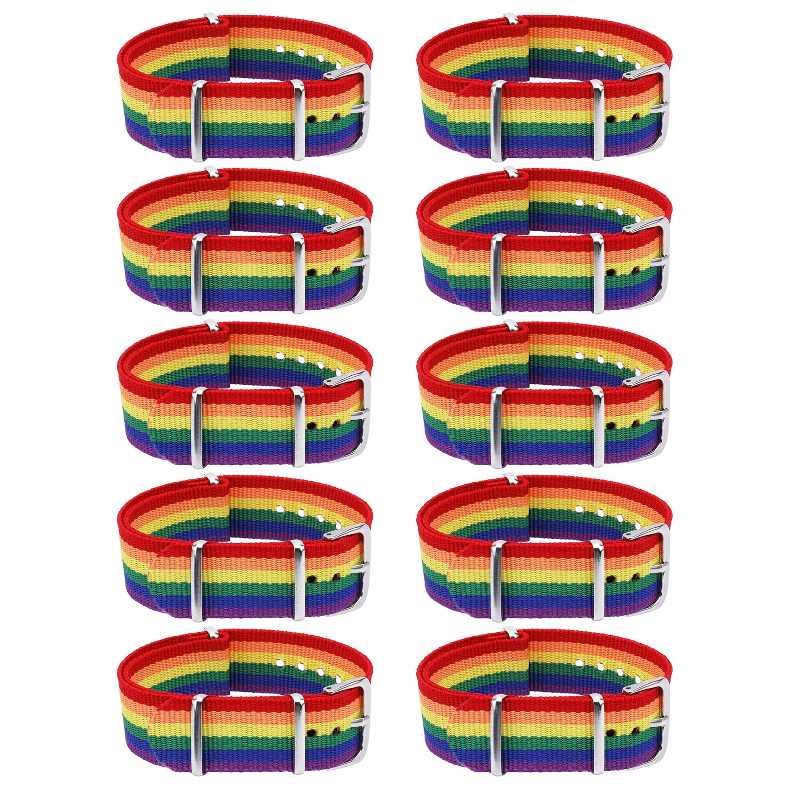 MWOOT 10 sztuk LGBT Gay Pride bransoletki, tęczowe bransoletki, regulowana opaska przyjaźń akcesoria, miesiąc dumy, kolorowa bransoletka unisex, 25 cm, nylon, 25 cm, Nylon