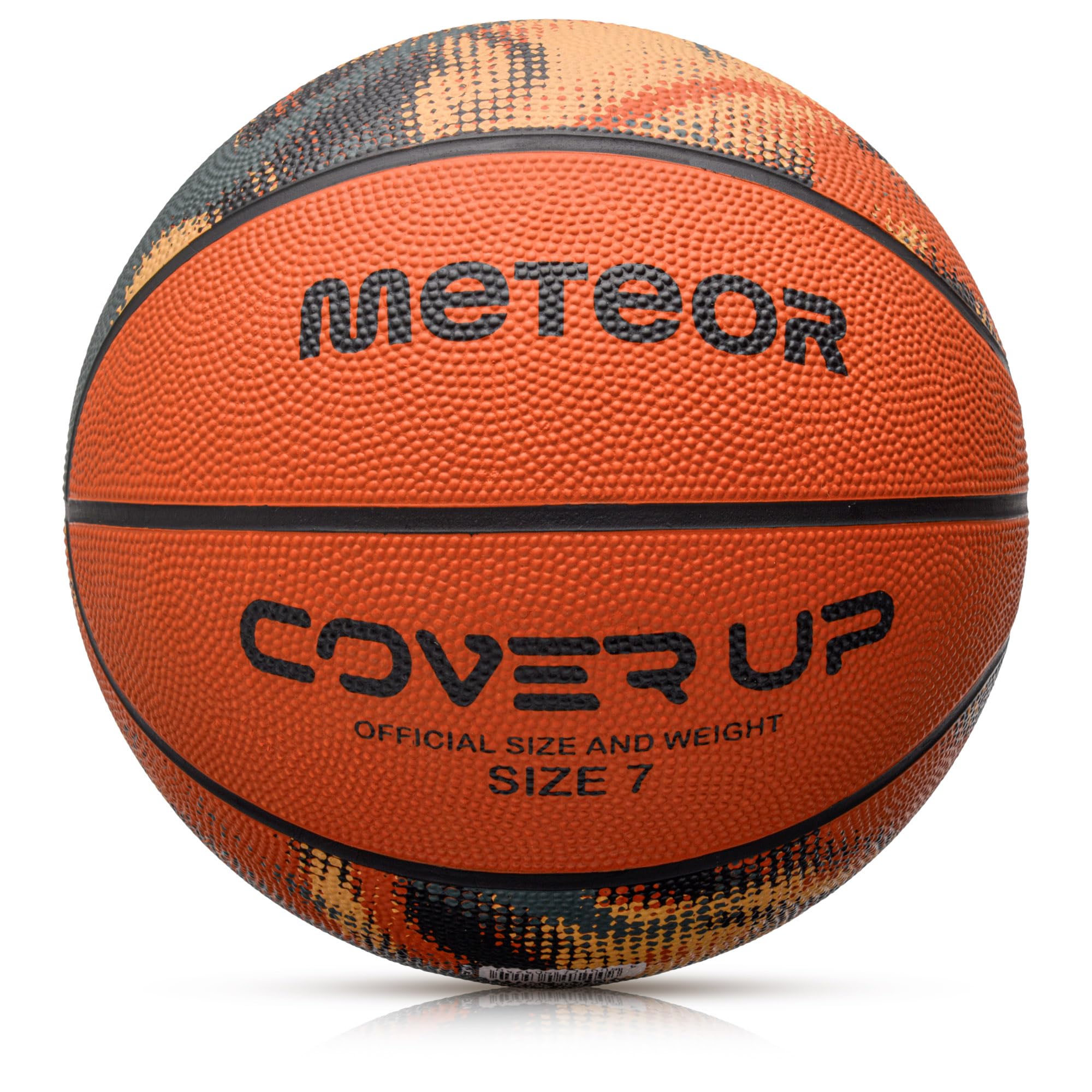 meteor Layup Basketball – Indoor & Outdoor Training Ball for Kids’ Hands - Abrasion Resistant, Non-slip Surface - Basket ball Deep Grooves for Better Grip - Size 7 - Cover Up