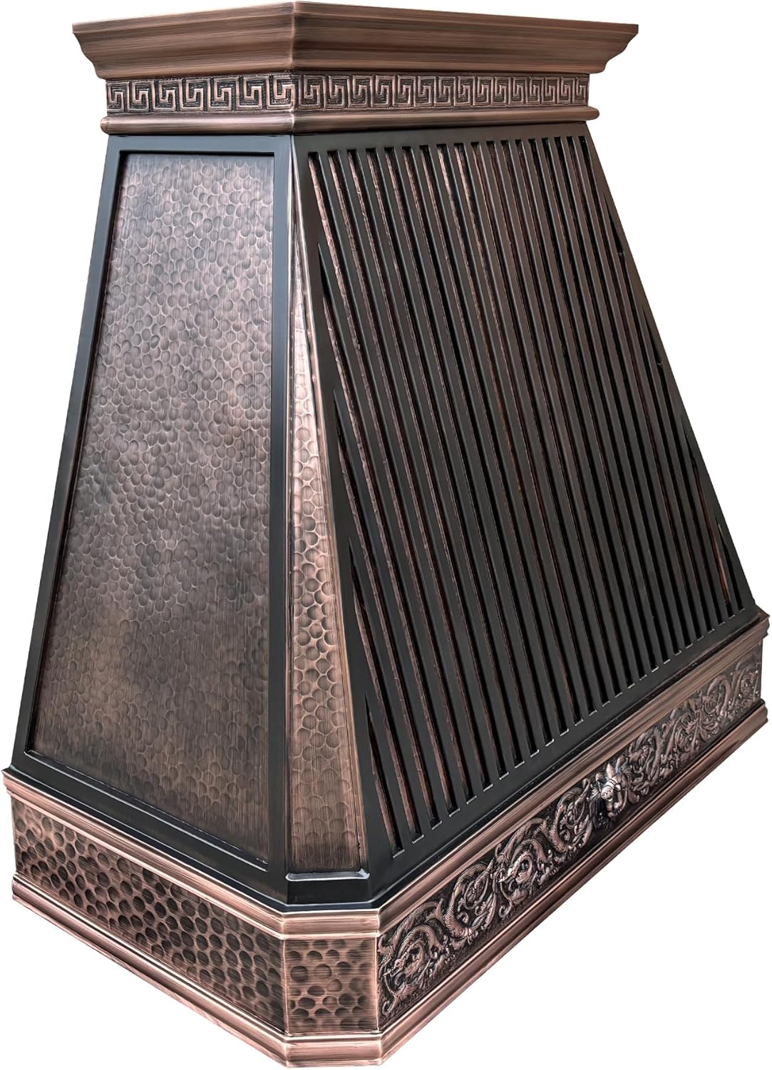 CT Copper Tailor Copper Vent Hood Wall Mount,48'' W,42''H, 1150 CFM Exhaust Fan,Stainless Steel Vent,LED Light,Dishwasher-Safe Baffle Filters,Light Hammered-Medium Patina,VH14TA2L