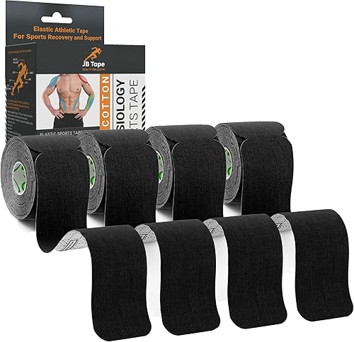 JB - Cinta de kinesiología precortada, 4 rollos - Resistente al agua, sin látex para dolor articular y muscular, recuperación deportiva y apoyo.