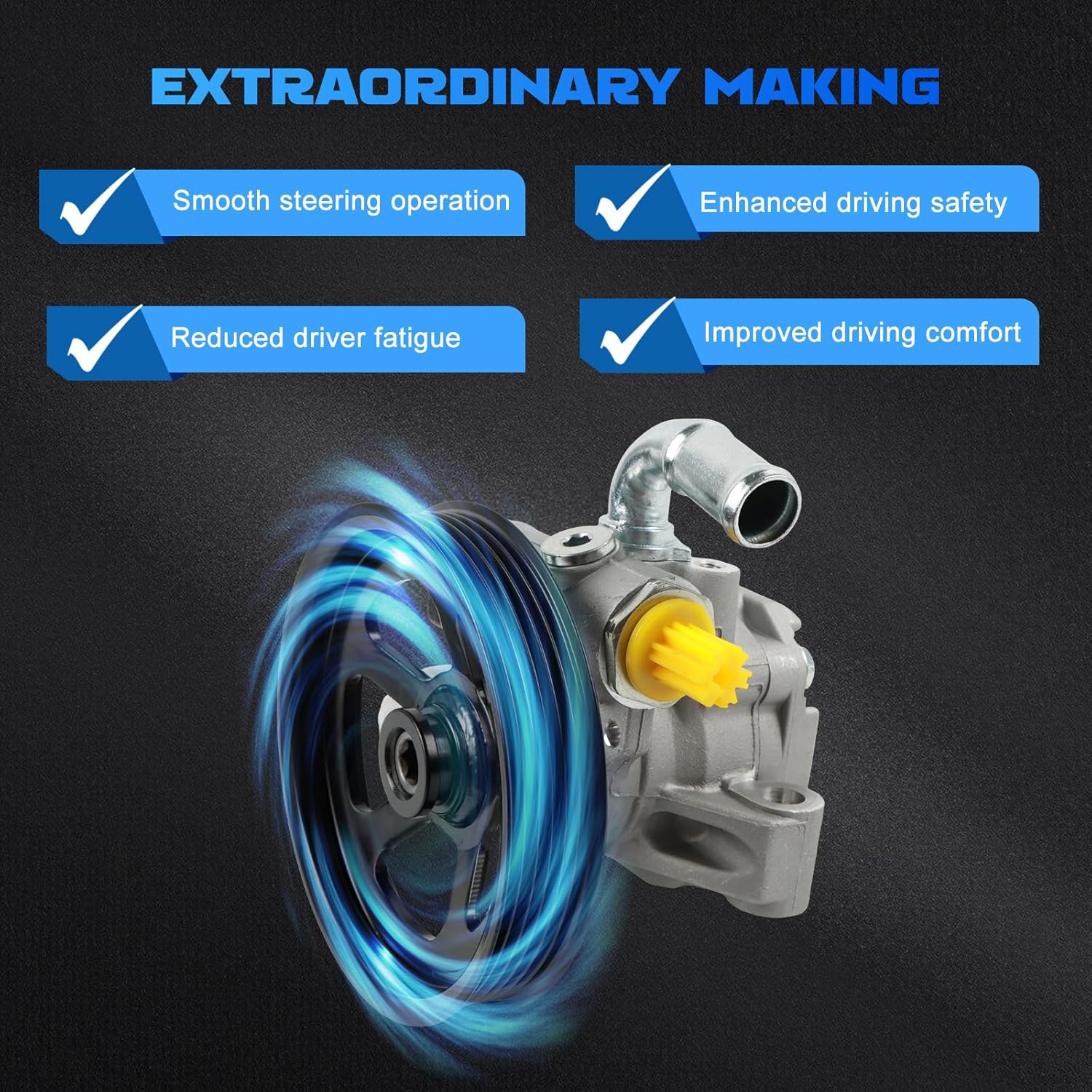 Power Steering Pump 20-2403 for 2009-2017 Traverse 3.6L, for 2008-2017 Enclave 3.6L, for 2007-2016 Acadia 3.6L, for 2007-2010 Outlook 3.6L & Torrent & Equinox 3.6L, Replace OE 96-2403 20954812