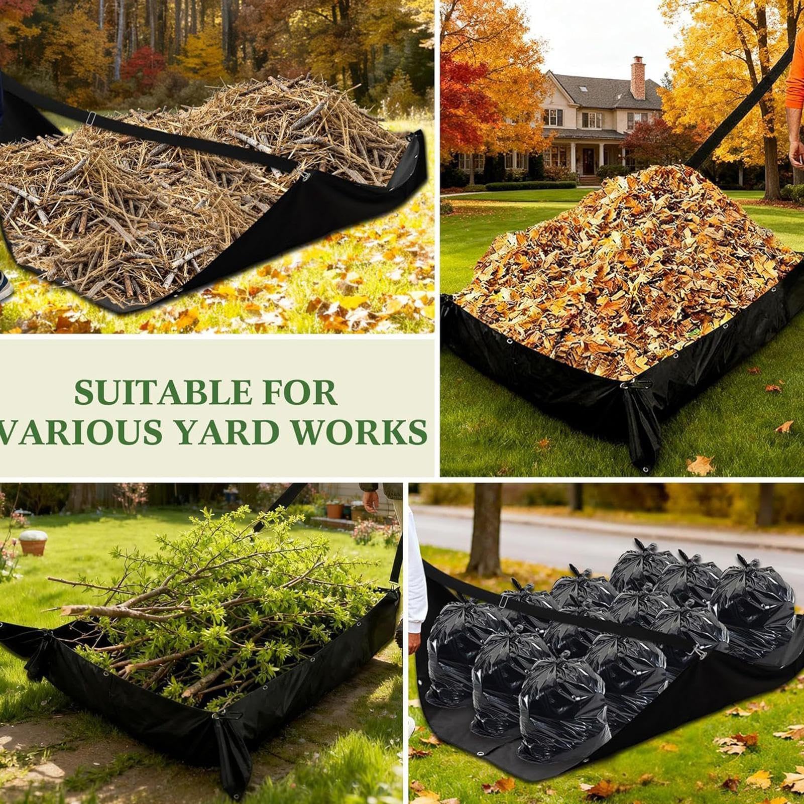 Trapeador De Hojas, Con Correa Para El Hombro, 290x230 Cm, Bolsas De Jardín, Bolsa De Almacenamiento De Basura, Espacio Amplio, Para Mantenimiento De Jardines, Camping, Recolección De Escombros