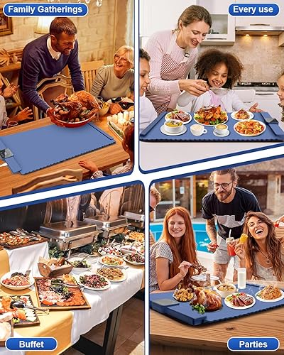 Miniatura 8 de Tapete de calentamiento para alimentos, tapete de calentamiento rápido de alimentos de superficie completa, bandeja de calentamiento eléctrica 5