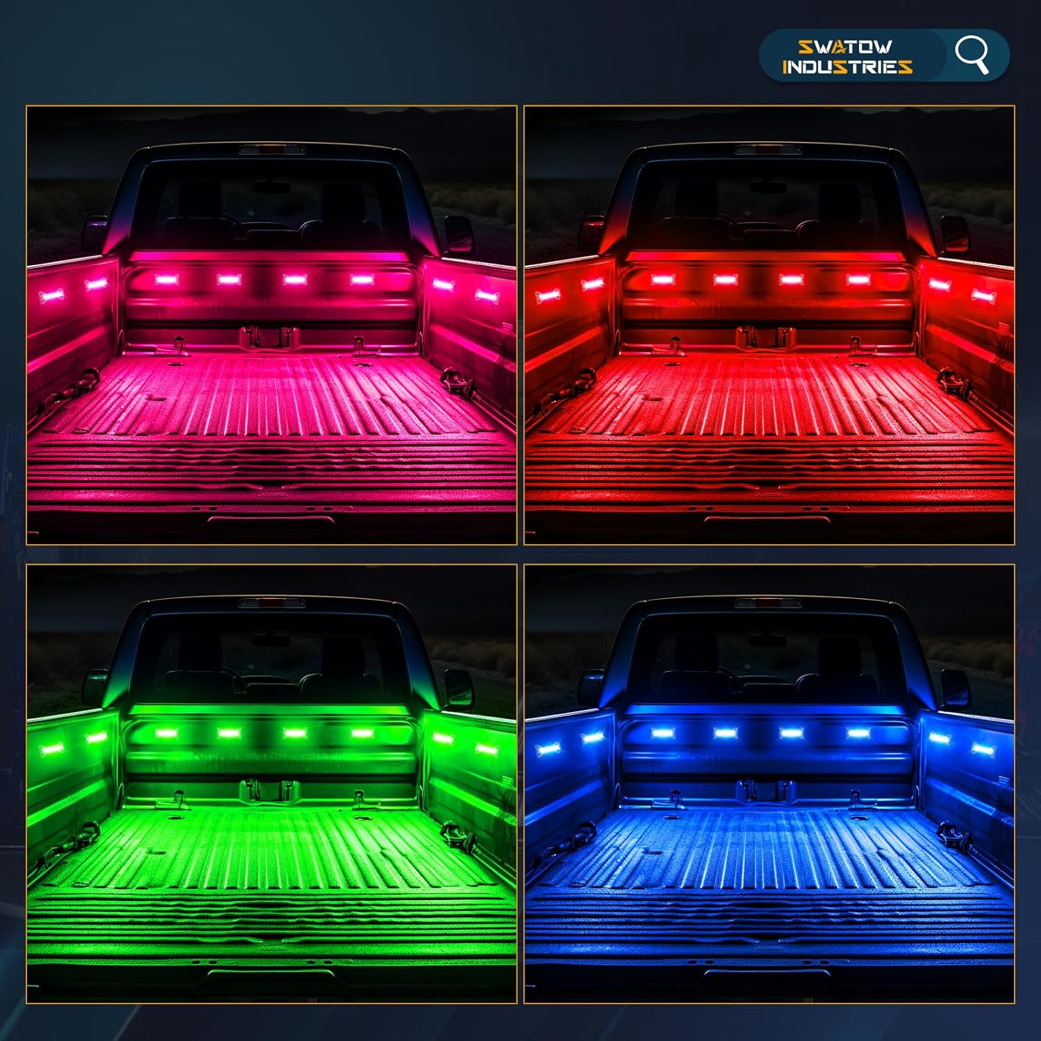 Truck Bed Lights RGB LED Bed Light Kits Bluetooth Control Rear Cargo Lights Pickup Lighting Cargo Accessories for Ram 1500 2500 3500 F150 250 350 Pickup Toyota Chevy RV Vans