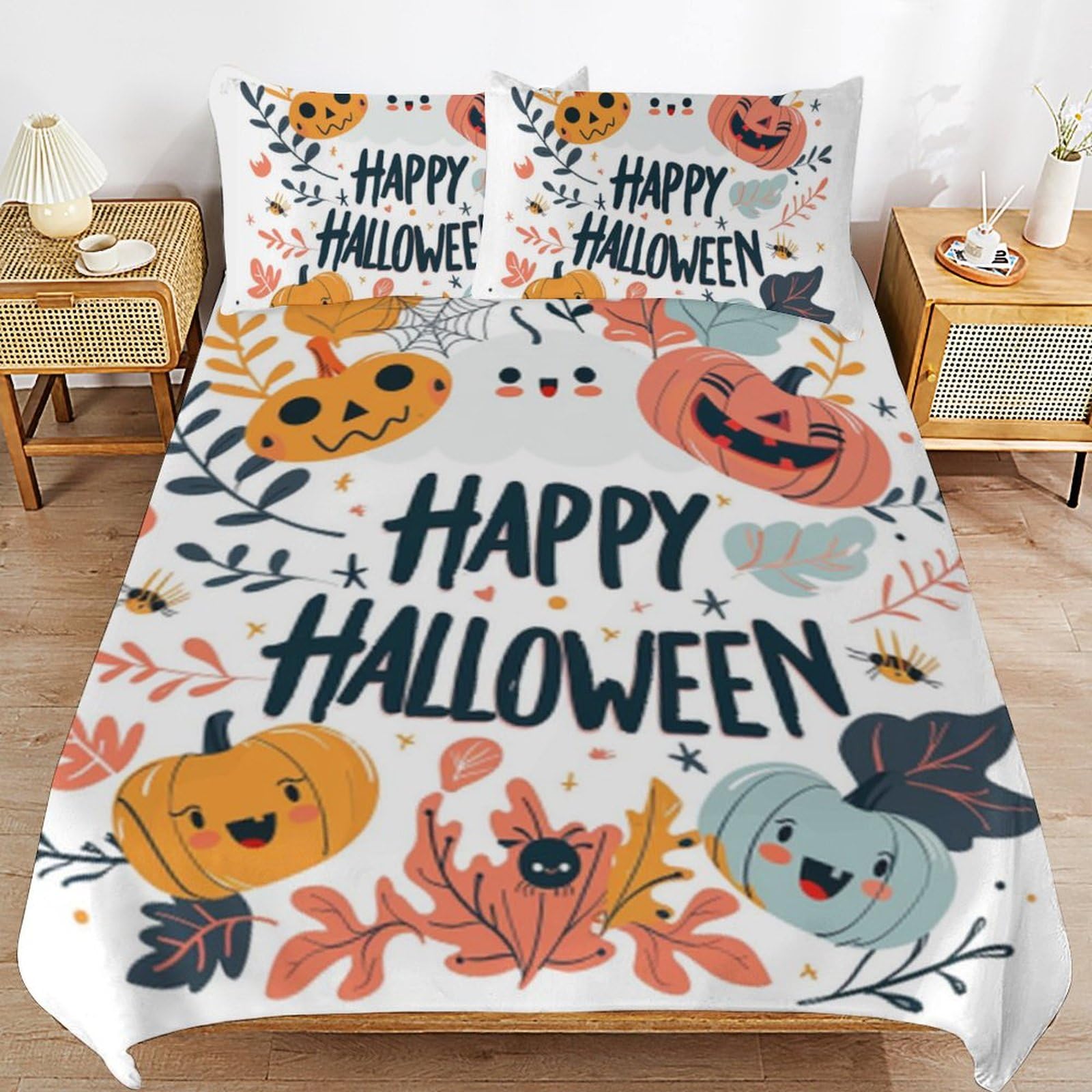 Parure de lit d'Halloween légère et hypoallergénique en microfibre