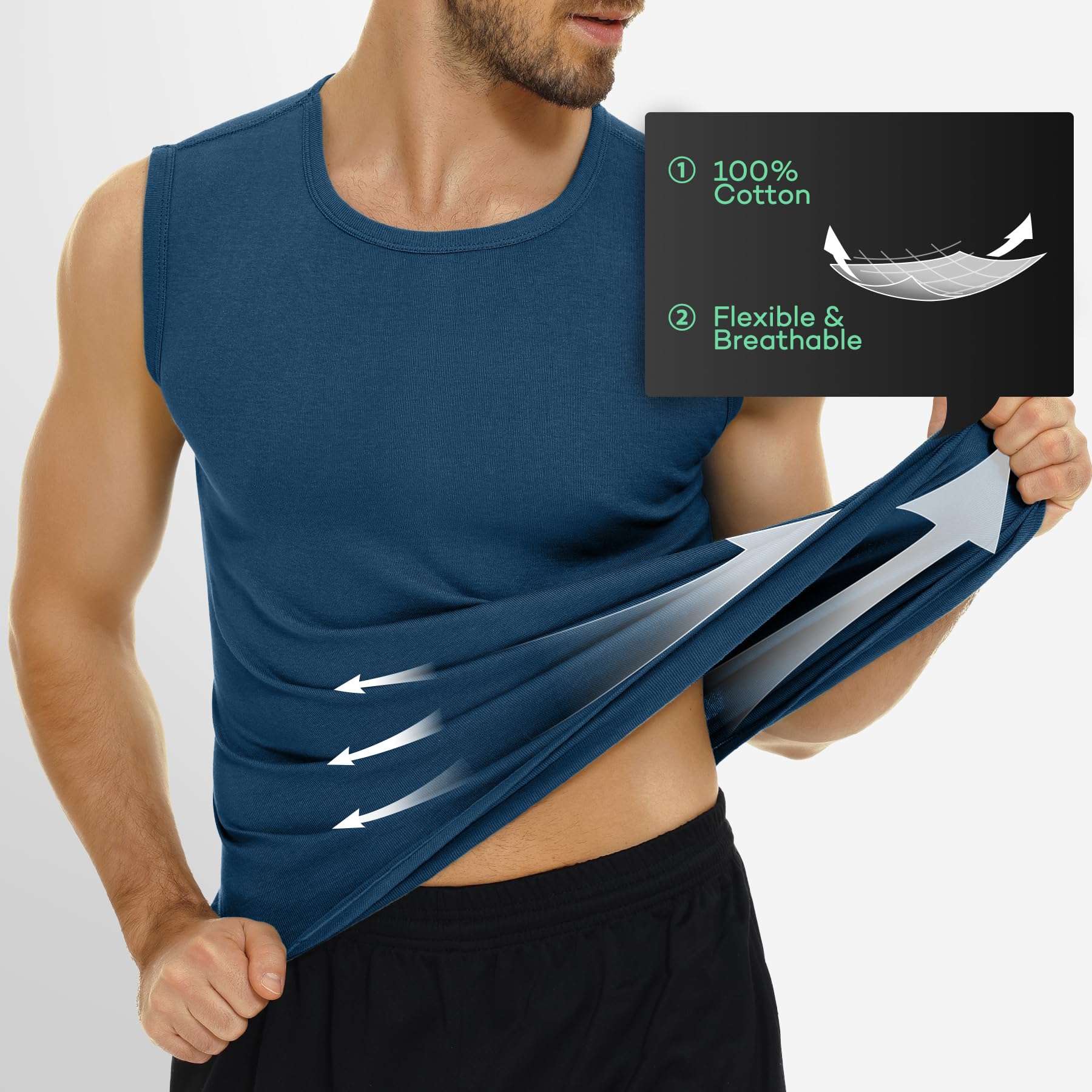 FALARY Canottiera Uomo Pacco da 3 Canotta Palestra Uomo 100% Cotone S-5XL Bianco Nero Marino Oliva