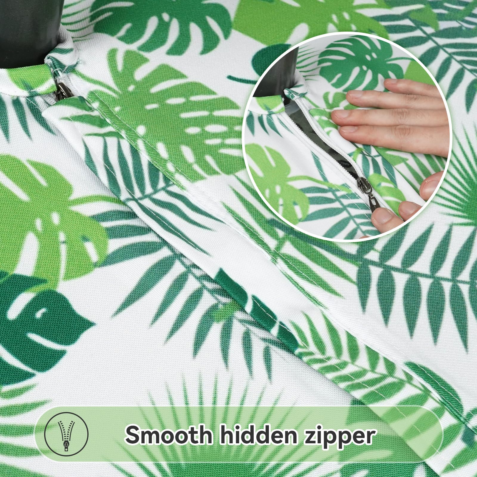 Eternal Beauty 152cm Round Little Leaf Indoor Outdoor Splashproof Tablecloth with Umbrella Hole and Zipper for Patio Garden Party and BBQ (60") - Image 3