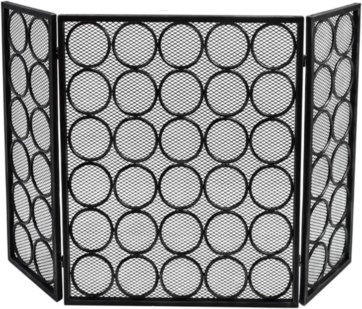 SparkGuard 3-Panel Fireplace Screen, Wrought Iron Vertical Mantle Furnace, Extended Fire Screen, Foldable Fireplace Cover, Solid, Baby-Safe, SparkGuard -H 47" (Black)