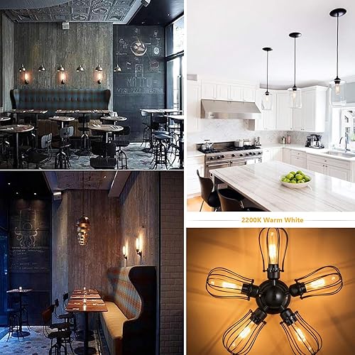 Miniatura 7 de Bombillas LED T10 de 2200 K blanco cálido, bombillas Edison tubulares de color ámbar de 4 W, base media E26, equivalente a 40 vatios, tubo