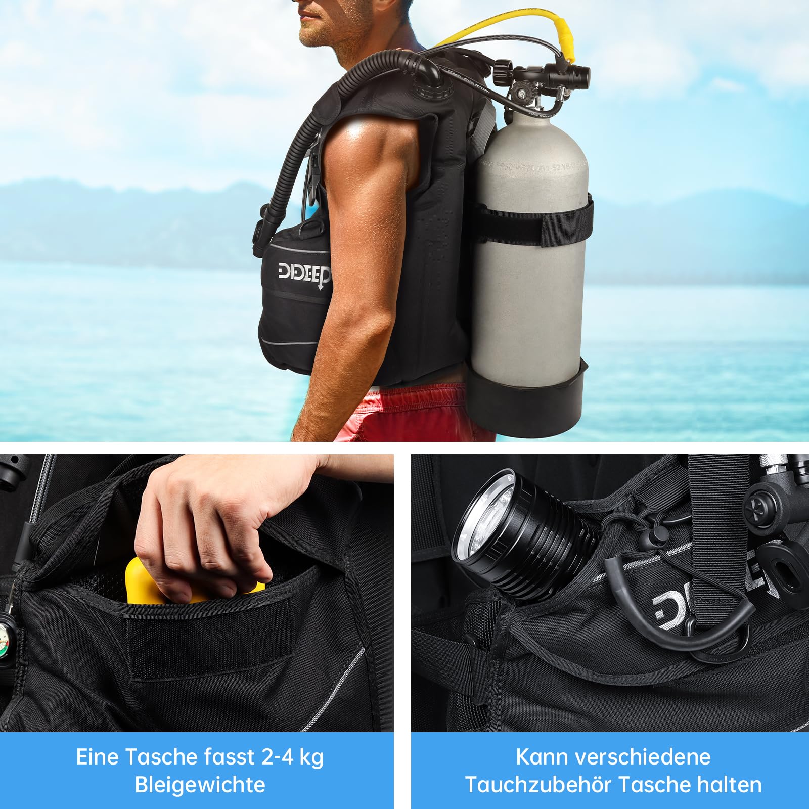 DIDEEP Tauchjacket BCD Tieftauchen Tarierweste Verstellbare Weste