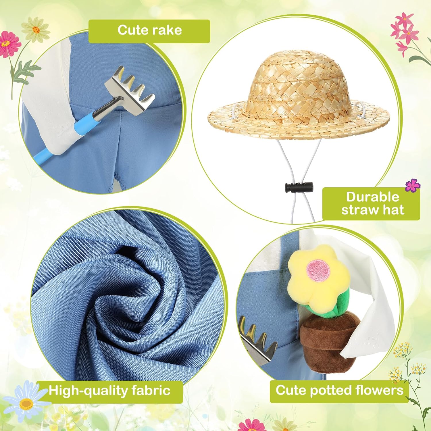 Spring Goose Outfit Flower Porch Goose Clothes for 23" Large Statue Outdoor Patio Yard Lawn Art Decoration(Overalls Gardener,23 inch) - Image 3