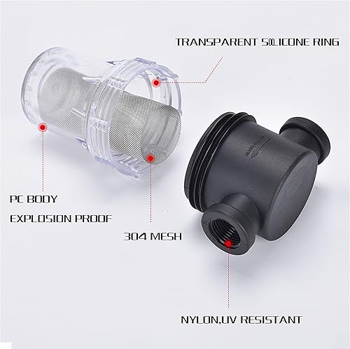 Miniatura 2 de Filtro de agua, filtro de tubo giratorio de 1/2 '', cubierta de nailon PA66, cuenco de PC, pantalla inoxidable 304