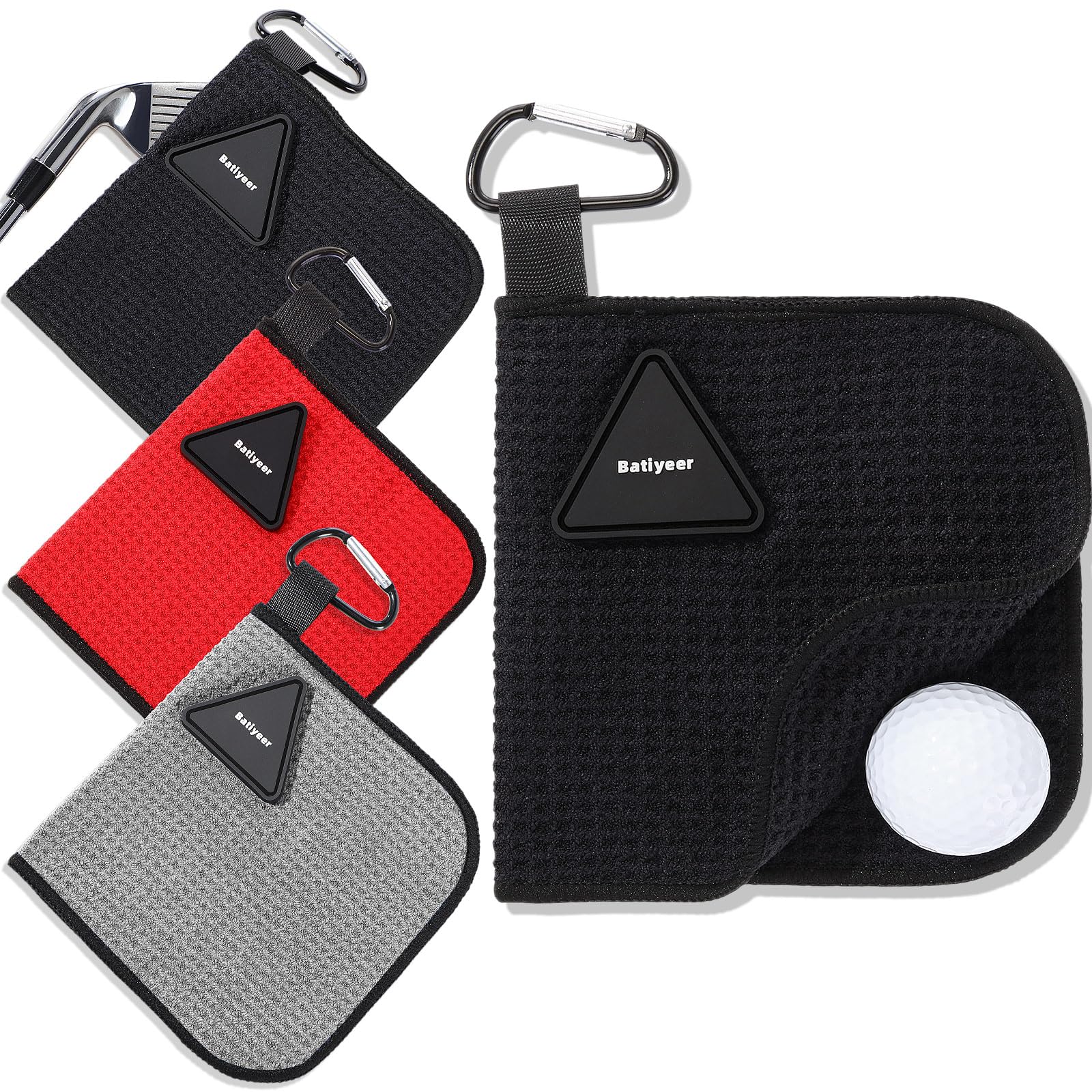 Serviette de golf magnétique en microfibre gaufrée Batiyeer pour nettoyer les balles