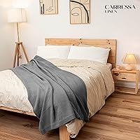 Vista 25 de Carressa Linen Pure Cotton, Luxury Twin Size Soft White Blanket Herringbone Pattern, Lightweight, Soft & Cozy Premium Fall Bed Throw Blanket for All