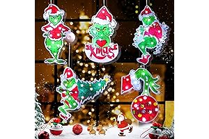 Brightown Christmas Window Lights, Lighted Green Monster Hangings with Suction Cups