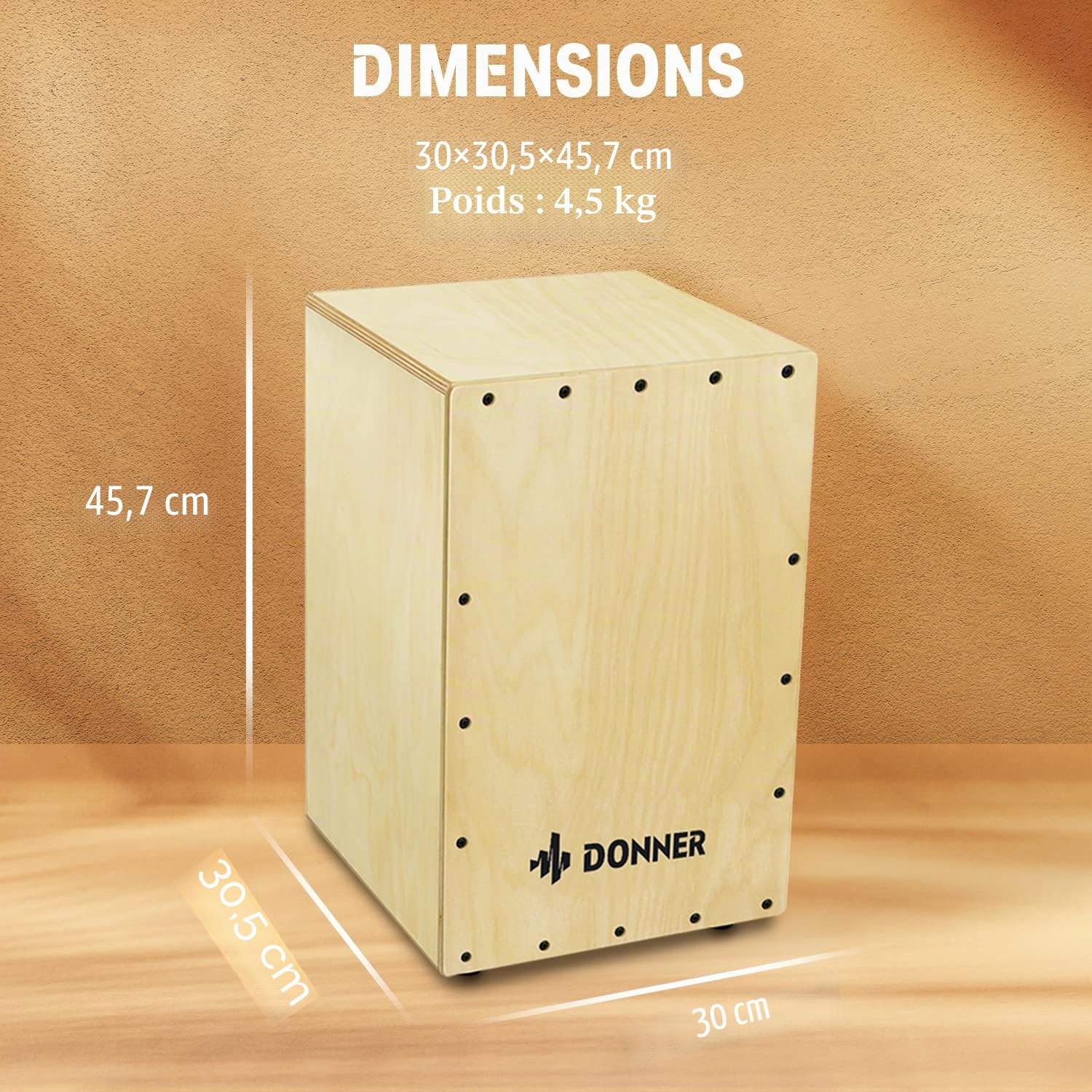 Donner DCD-1 Cajon Boîte de batterie en bois de bouleau, cordes métalliques internes avec sac de transport