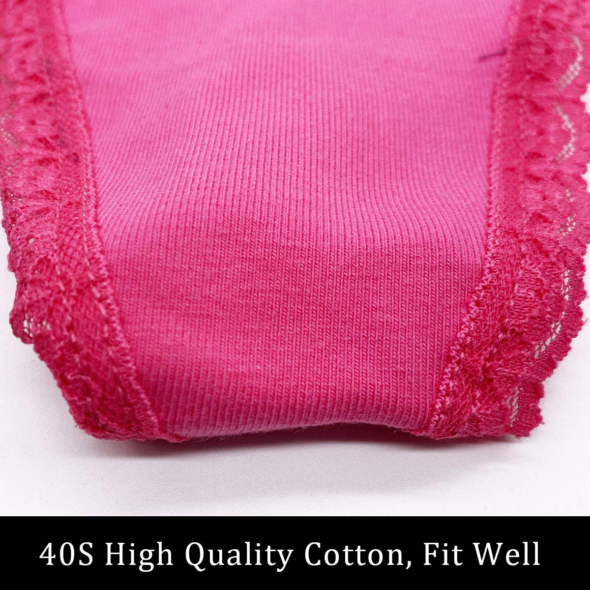 WKFIINM Pack 6 High Waisted Lace Thong for Women Cotton Underwear Plus Size High Rise Retro Tummy Control Thongs Panties: Large Assorted 6 Cotton Thongs