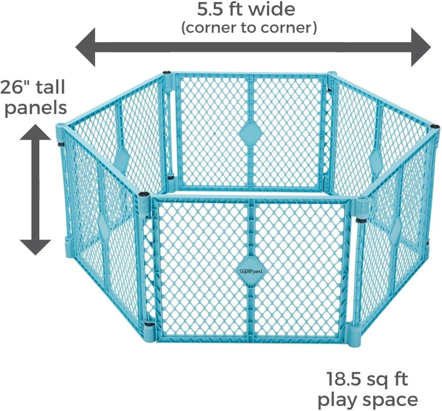 Aqua Blue 6-Panel Indoor Outdoor Baby Playpen