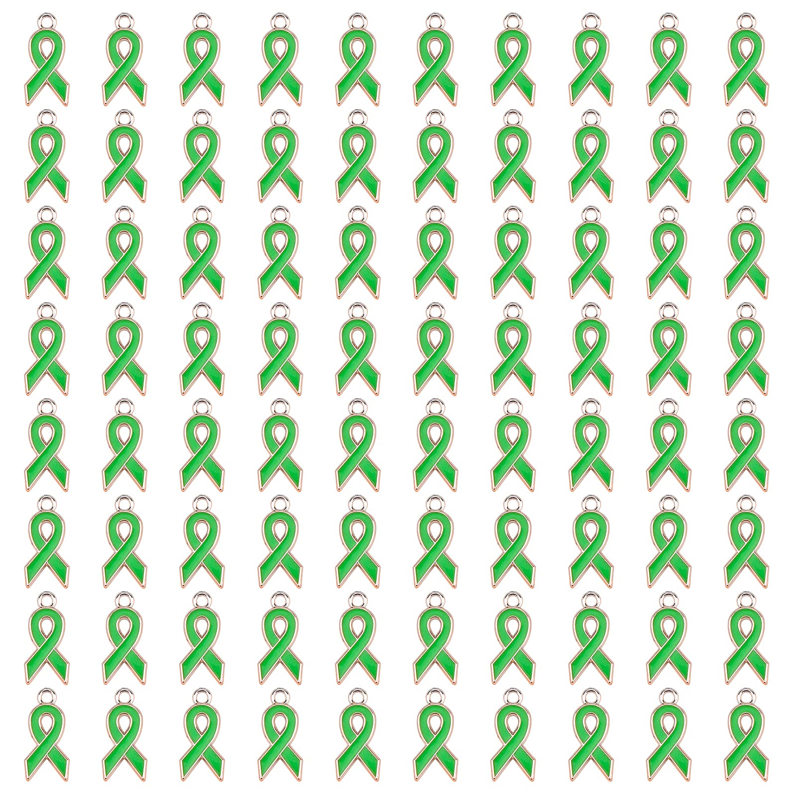 CRAFFANCY 80Pcs Green Colors Ribbon Pendants