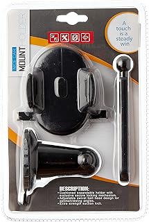 Car Phone Holder JS-046 2in1 for Dashboard/Windshield with 360° Rotation, Arms Height adjustable Stable fits all smartphones - Black