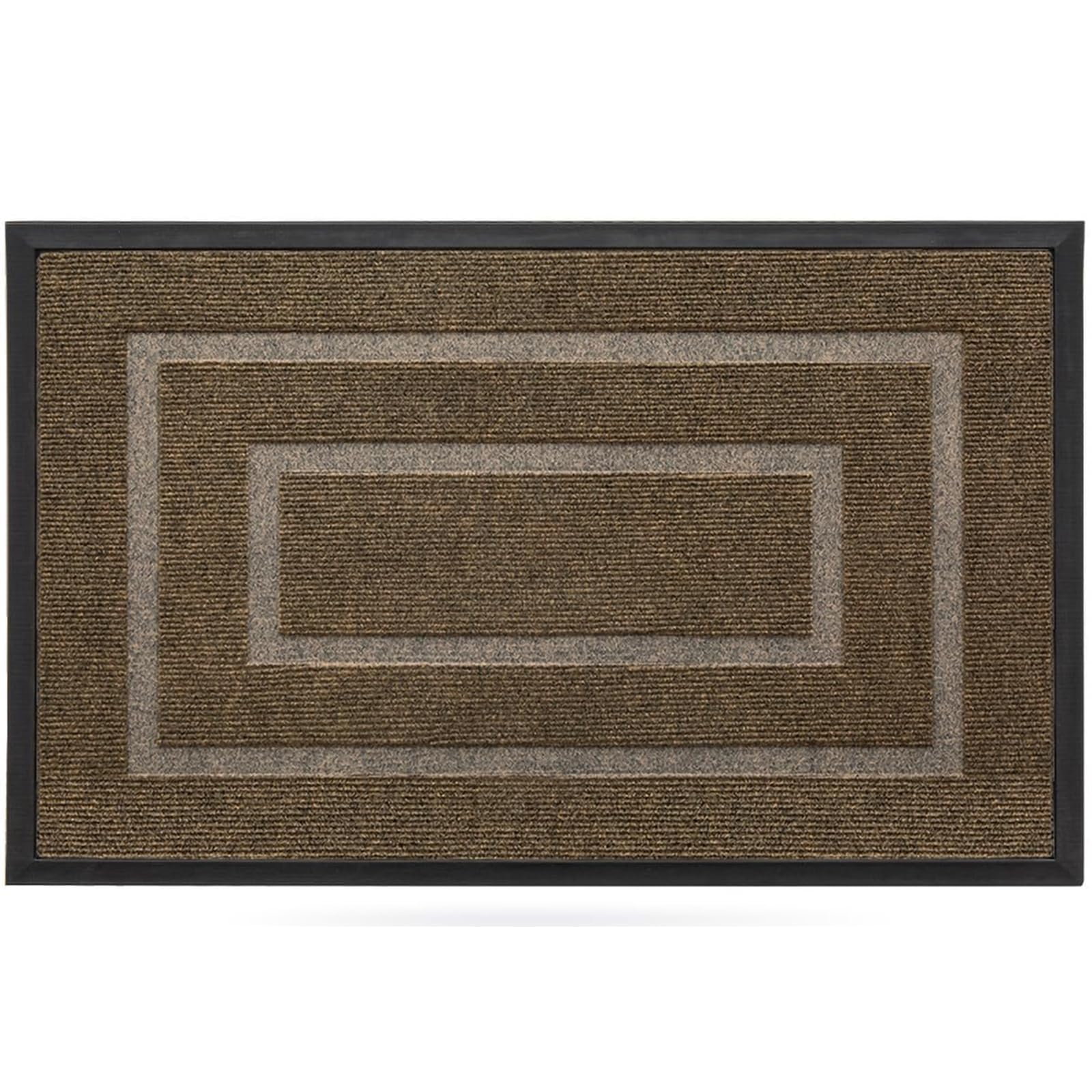 Front Door Mat Non-Slip Dirt Trapper Mat, Heavy Duty Durable Welcome Mat, Absorbent Rubber Low Profile Doormat, Easy Clean Floor Mat for Entrance, Outdoor and Indoor （45 * 75cm) (A-Brown)