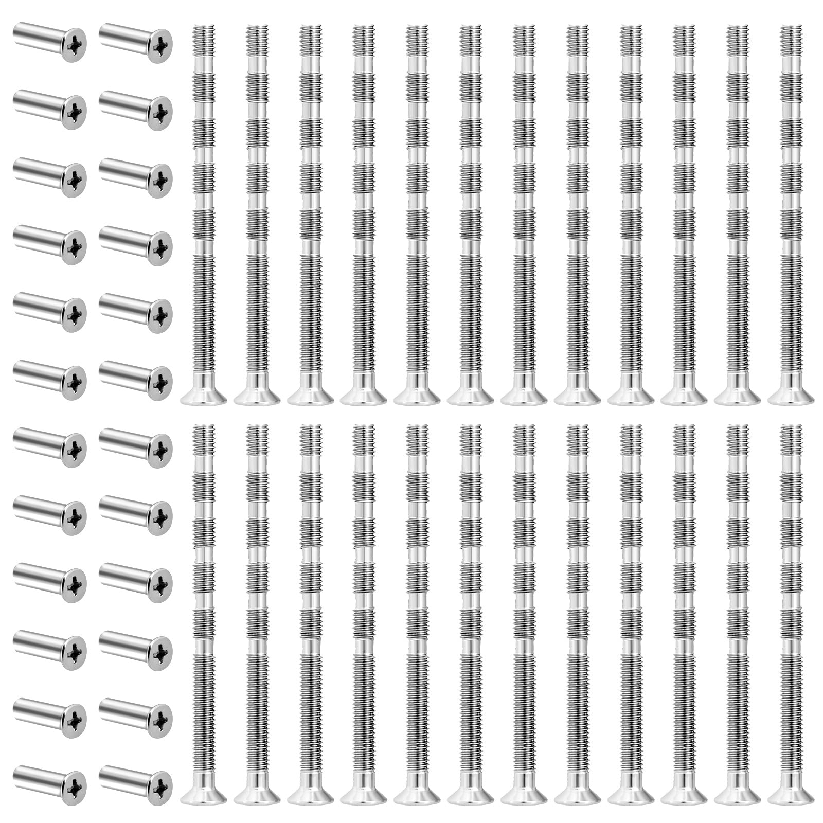 CYLBAQ 24 Sets Door Handle Screws M4 Cabinet Handle Screws with Sleeve Nickle Plated Adjustable Length Fixing Screws for Door Handle Roses Knobs Door Lock and Escutcheons — image 1