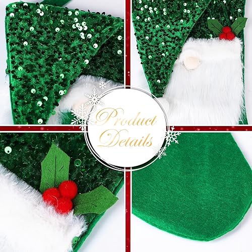 Miniatura 10 de LASPERAL Juego de 4 medias de Navidad de 20 pulgadas, de Papá Noel, grandes, de arpillera, a cuadros, para chimenea, para decoración de Navidad,