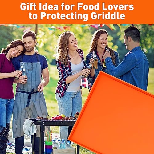 Miniatura 7 de Wohbay Alfombrilla de silicona de grado alimenticio para Blackstone, protector de plancha para Blackstone, color naranja
