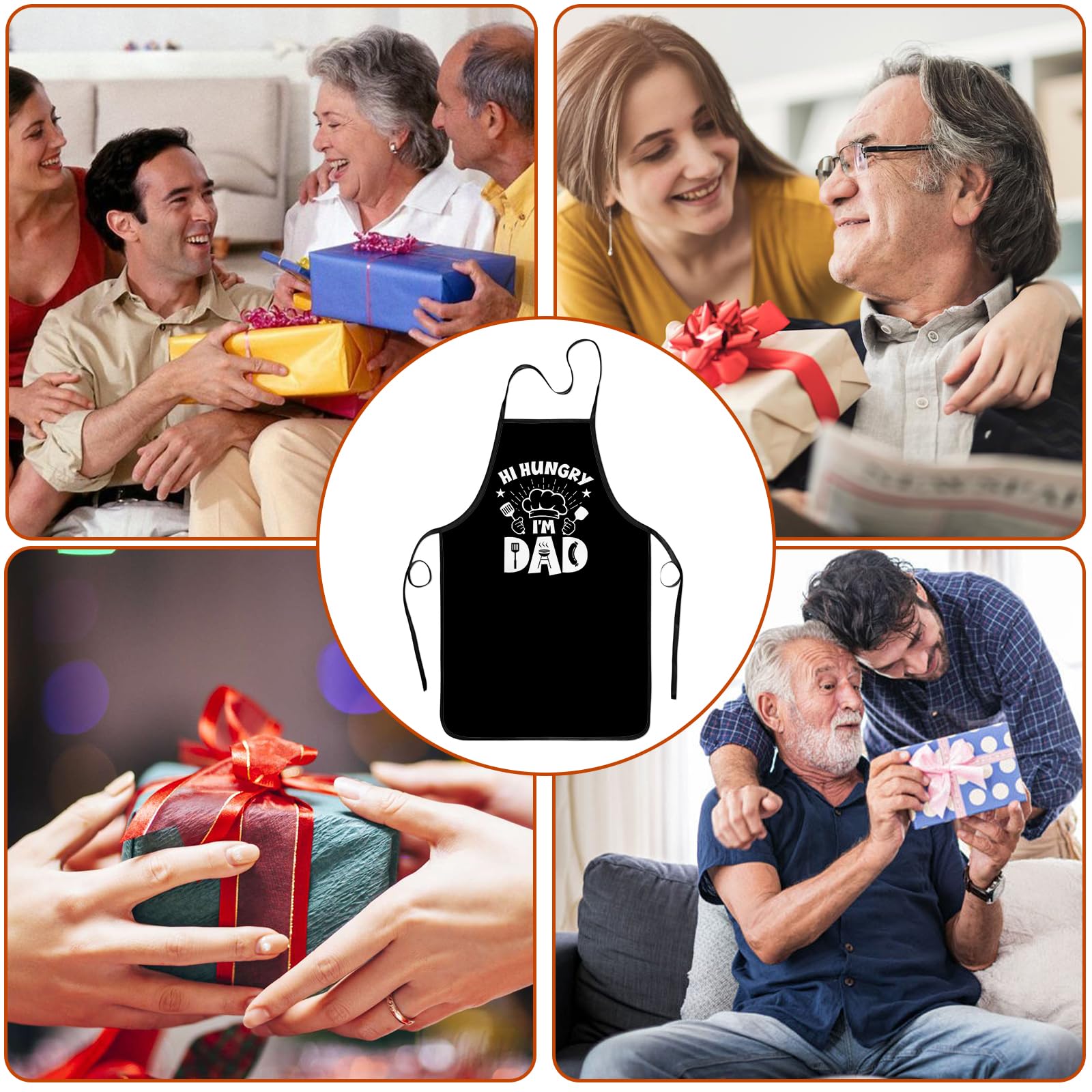 Delantales divertidos para hombre, para hornear, delantales de cocina para hombre, color negro, con texto en inglés "Hi Hungry I'm Dad" para cocinar, regalo para papá, cumpleaños, día del