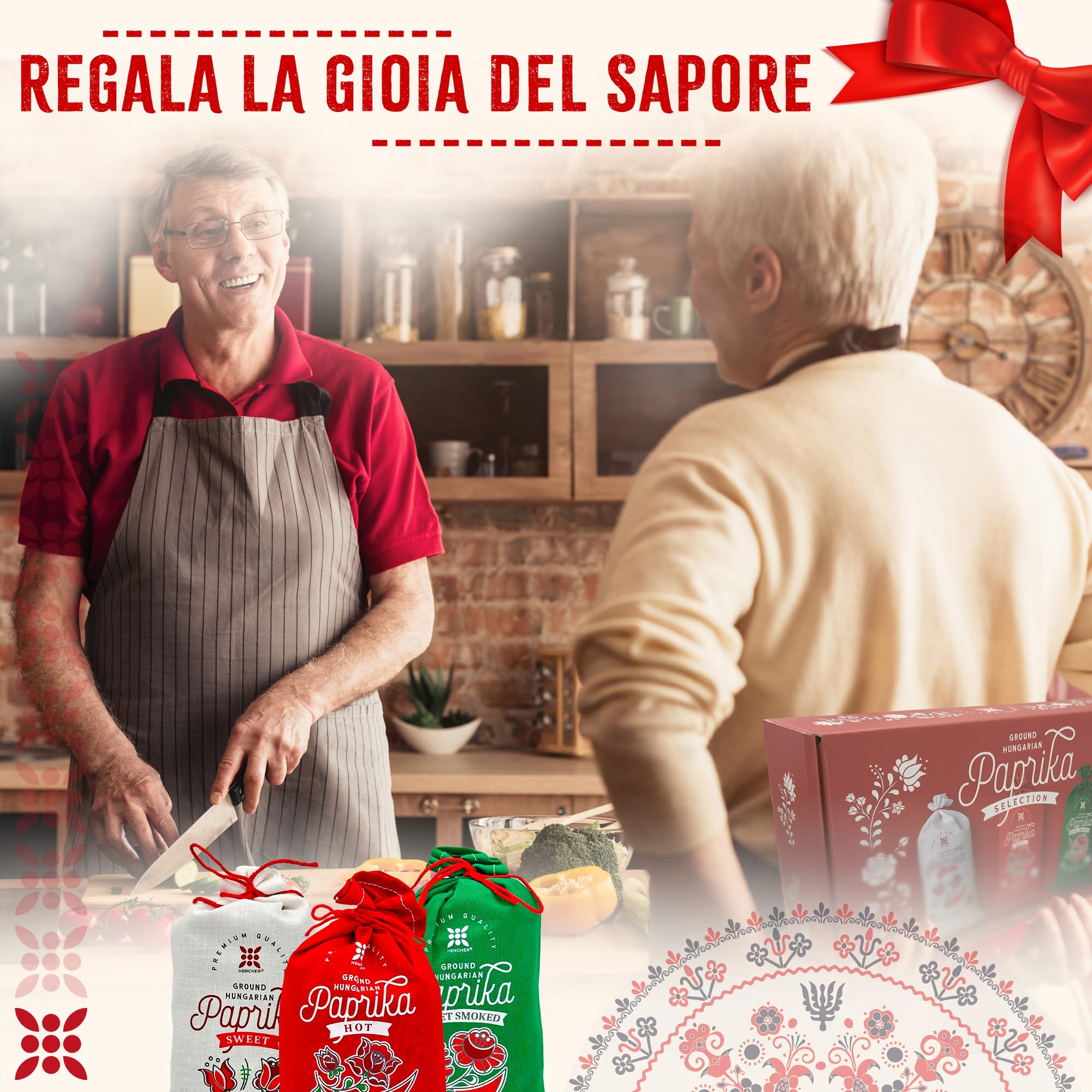 Set regalo di paprika ungherese (3x100 g) importata da Kalocsa, Ungheria, 3 gusti: dolce, piccante e dolce affumicata