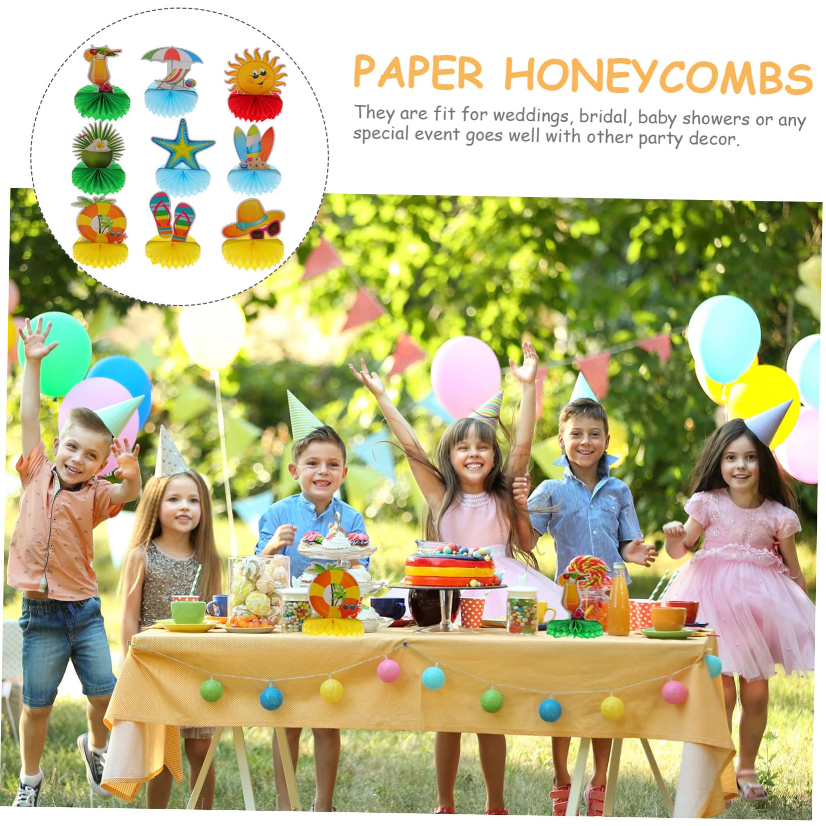 GARVALON 27stücke Teiliges Hawaii Dekorationen Bunte Papier Honeycomb Ornamente Für Sommerfeste Luau Und Strandpartys Und Tischdekoration