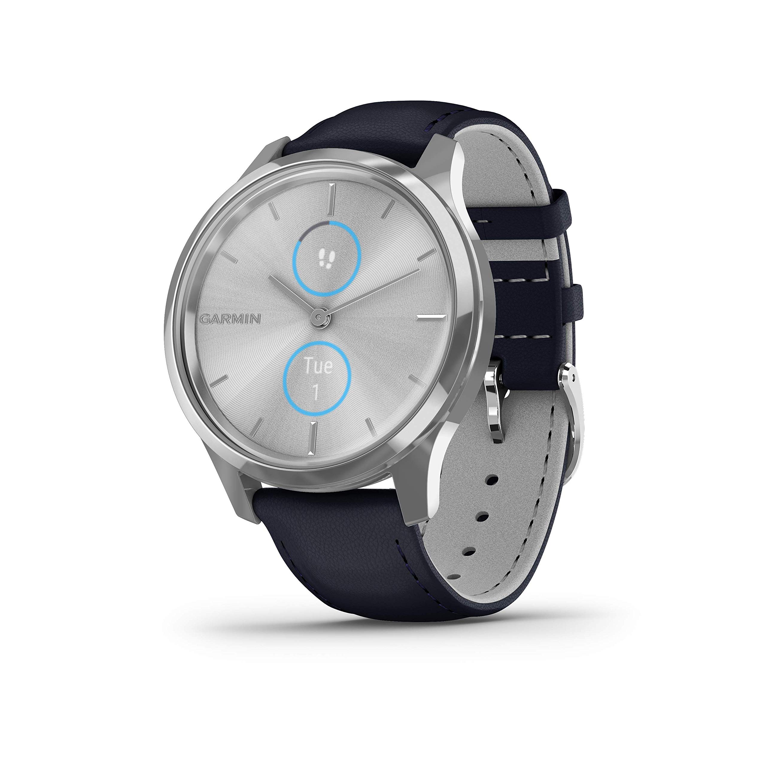 Garmin Vivomove Luxe Silver Navy Leather Silver Watch : Amazon.in