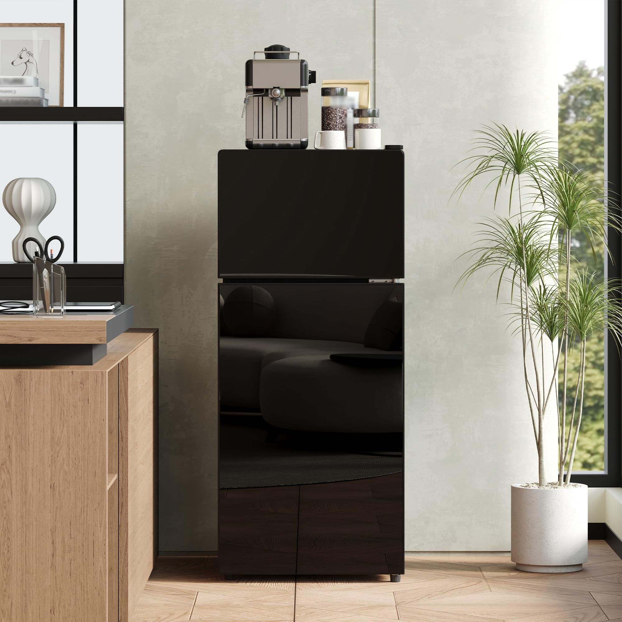 Merax Mini Réfrigérateur 92L avec Congélateur 28L, Frigo Compact Porte Vitrée avec LED,Thermostat Réglable 7 Niveaux,pour Cuisine, Bureau, Chambre