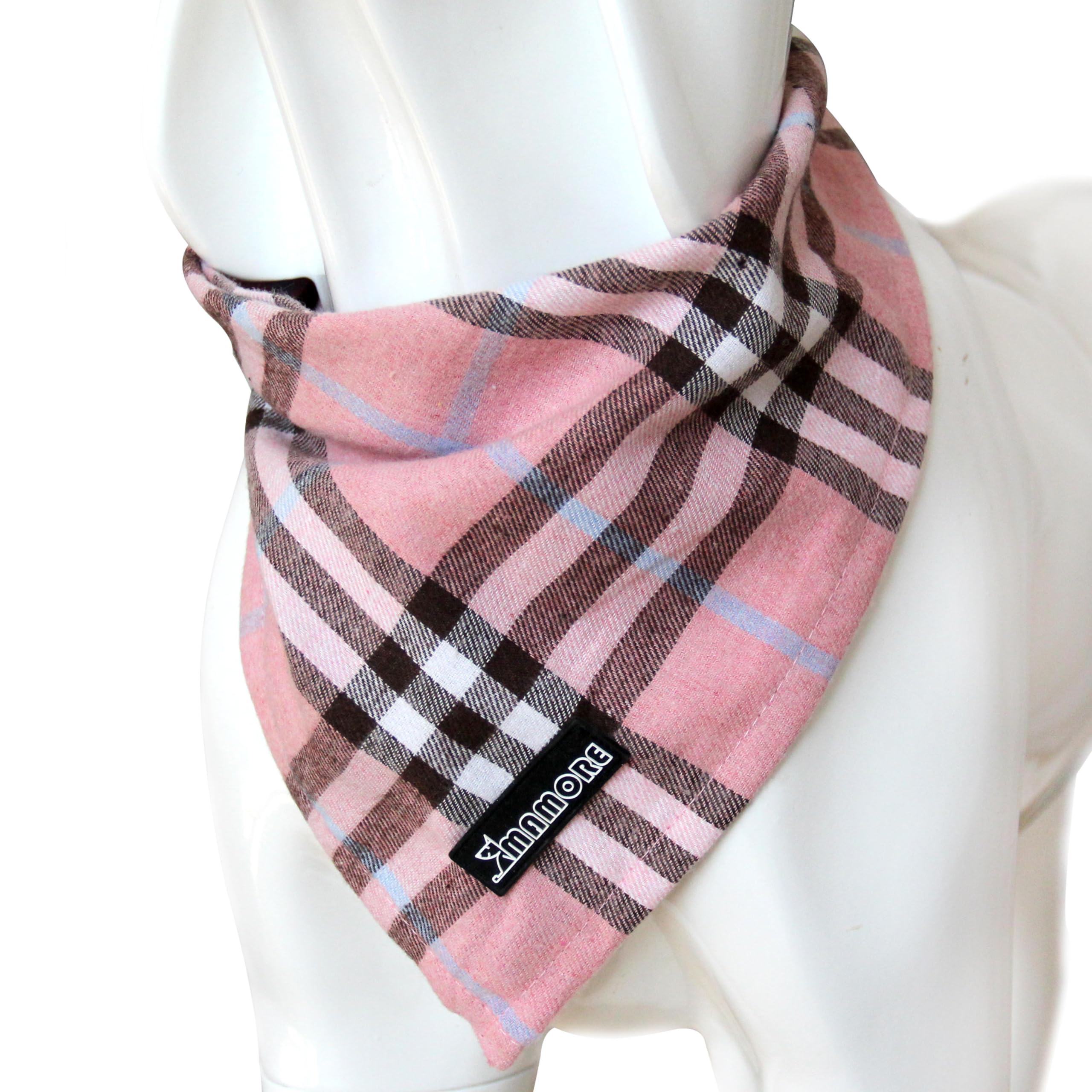 Soft Washable Plaid Bandanas for Dogs and Cats,Adjustable Triangle Bib Comfortable Scarfs for Girl Boy Dogs Puppies (Pink, Large)