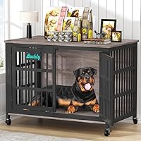 Vista 15 de EasyCom mueble de jaula para perros de 41"/33"/27" con etiqueta de nombre, perrera para perros de interior resistente para perros medianos, jaula