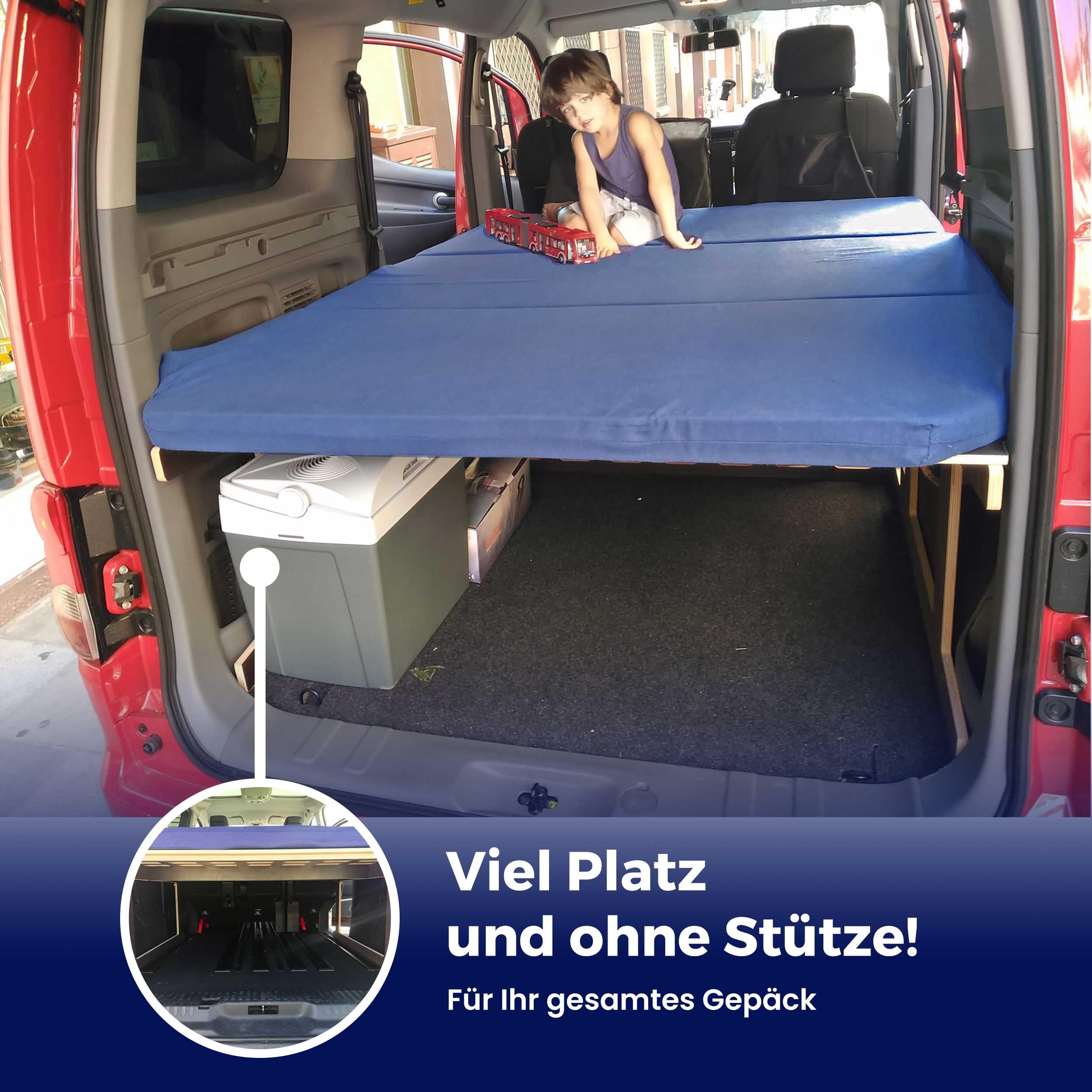 Nissan NV200 / NV200 Evalia/e-Evalia Camper Bett mit klappbarer Matratze, leichtes und robustes Minicamper Schlafsystem, einfach zu montieren